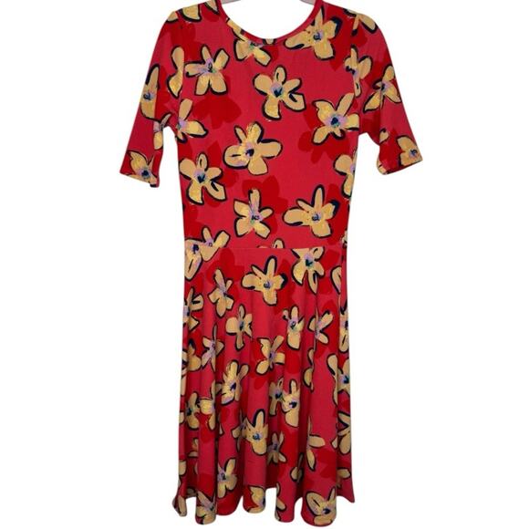 LuLaRoe Floral Orange Yellow Dress Size Medium - Picture 4 of 10